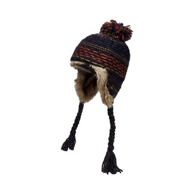 Grey reverse knit trapper hat